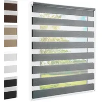 Foxx Doppelrollo Klemmfix ohne Bohren Grau 90x140 cm [Stoffbreite