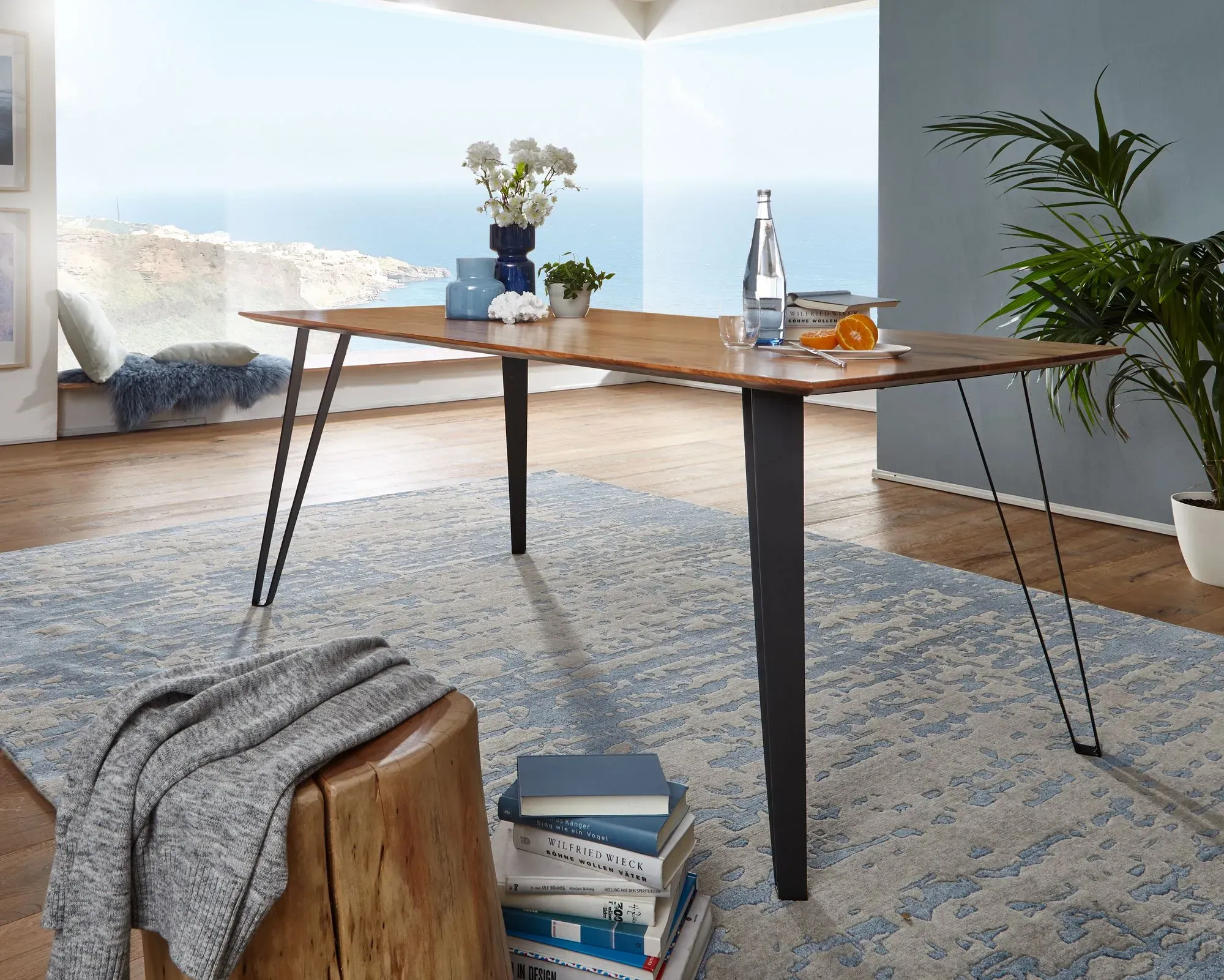 3S Frankenmöbel »Dover« Massivholz Esstisch TI-0483 / 180x90 cm / Fuss schwarz