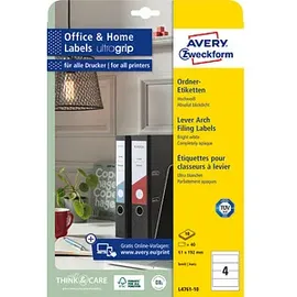 Avery Zweckform Ordneretiketten L4761-10 Weiß 61 x 192 mm 10 Blatt