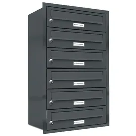 AL Briefkastensysteme 6er Briefkastenanlage Anthrazitgrau