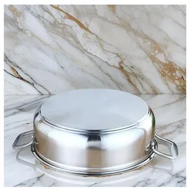 Cheffinger Edelstahl Kochtopf InduktionTopf Pfanne Deckel Suppentopf Silber 34 cm