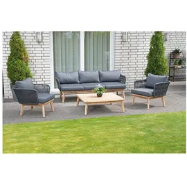 SonnenPartner Lounge-Gruppe Bridgeport Alu/ Polyr. Dunkelgr. Akazienholz