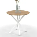 IDMarket - Esstisch, rund, Alix, 2-4 Personen, Spinnenfuß, Holz und Weiß, 80 cm