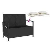VidaXL Gartenbank mit Stauraum und Kissen Schwarz Poly Rattan