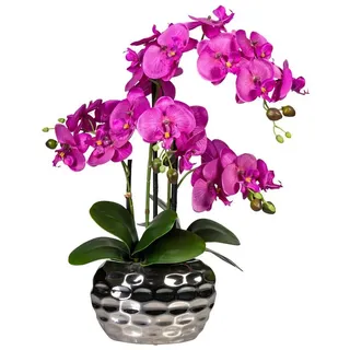 creativ-green Kunstblume Orchidee, Phalaenopsis, lila, in silberner Ovalvase, Höhe 55 cm