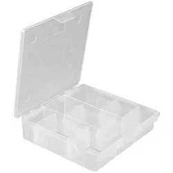 Kleinteilebox transparent mit Fächern 137x137x31mm universal
