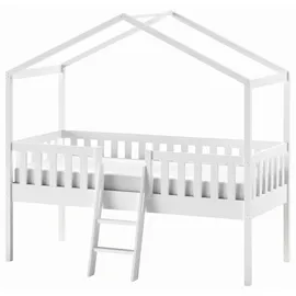 Vipack Hausbett Dallas 90 x 200 cm Kiefer massiv weiß lackiert
