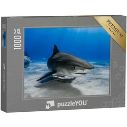 puzzleYOU Puzzle Puzzle 1000 Teile XXL „Tigerhai schwimmt über das Riff“, 1000 Puzzleteile, puzzleYOU-Kollektionen Haie
