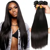Straight Human Hair Bundles Menschliches Haar Brasilianisches Echthaar Tressen Brazilian Virgin Hair Bundles Double Weft Long Weave Bundles Human Hair Total 300g 20 22 24 Inch
