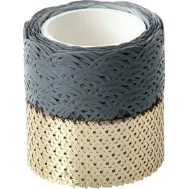 Folia Washi-Dekor Spitzenbordüren grau/gold 2er Set 25 mm x 5 m
