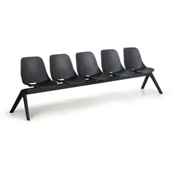 Kunststoff-Wartezimmerbank, Traversenbank MONOSHELL, 5-sitzig, schwarz