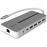 Lindy DST-Pro M (USB-C, 2 Ports), Dockingstation + USB Hub, Weiss, Silber