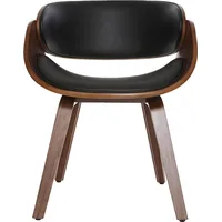 miliboo Design-Stuhl Kunstleder schwarz Nussbaum
