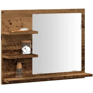 vidaXL Badspiegel mit Ablagen Altholz-Optik 60x10,5x45 cm