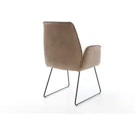 DeLife Esszimmerstuhl Zoa-Flex Materialmix Schlamm Kufengestell Schwarz Taschenfederkern