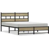 vidaXL Metallbett ohne Matratze Sonoma-Eiche 140x190 cm