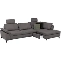 Beldomo Style Ecksofa Sense, Anthrazit, Textil, 3-Sitzer, Ottomane rechts, Eckteil, L-Form, 291x197 cm, Goldenes M, Typenauswahl, Fußauswahl, Stoffauswahl, seitenverkehrt erhältlich, individuell planbar, Wohnzimmer, Sofas & Couches, Wohnlandschaften, Ecksofas