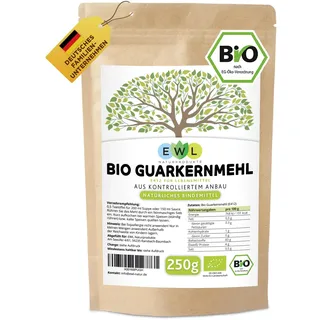 EWL Naturprodukte BIO Guarkernmehl 250 g, Guarkernmehl für Eis, Guar Gum vegan und glutenfrei, Bindemittel E412 aus kontrolliertem Anbau