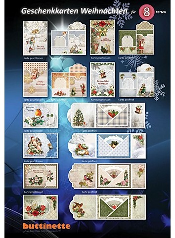 3D-Bastelmappe "Geschenkkarten Weihnachten", für 8 Karten