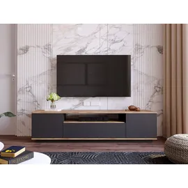 vente-unique LOTULA TV-Lowboard 180 cm Grau MDF/Spanplatte