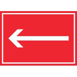 Richtungspfeil links Schild waagerecht weiss rot Pfeil A4 (210x297mm)