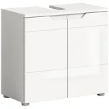 VCM Ebuy24 Solero Waschbeckenunterschrank 2 Türen Weiß hochglanz, weiß