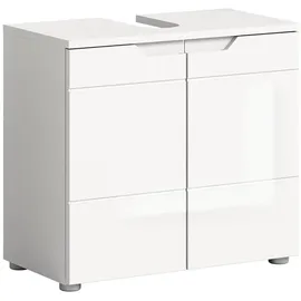 VCM Ebuy24 Solero Waschbeckenunterschrank 2 Türen Weiß hochglanz, weiß
