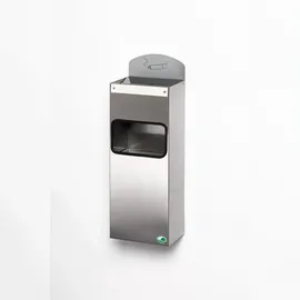 Proregal Robuster Wandascher mit Abfallsammler Hinweisschild 4 Liter, HxBxT 58 x 20 x 12,5 cm Edelstahl