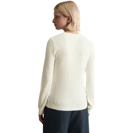 Marc O'Polo DENIM "aus softem Bio-Baumwolle-Modal-Stretch-Jersey", Damen, Gr. L, silky weiß, Obermaterial: 50% Baumwolle, 47% Modal, 3% Elasthan, unifarben, Basic, slim fit, Rundhals, Zierbündchen, Shirts Langarmshirt