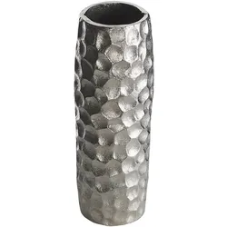 Blumenvase Rund CALAKMUL handgefertigt Aluminium 32 cm Silber