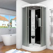 SeniorBad AcquaVapore Duschkabine Fertigdusche Dusche Komplettkabine D10-03M1-EC 80x80 cm mit 2K Scheiben Versiegelung