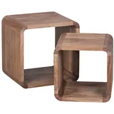 FineBuy Couchtisch FB25167 Massivholz 2er Set
