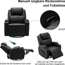 MCombo M MCombo Massagesessel Fernsehsessel Relaxsessel 7020, mit Heizung, Dreh 360° Schaukel, manuell verstellbar (schwarz-kunstleder)