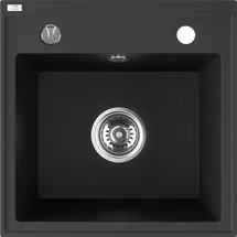 Laveo Trzynastka 1 Becken rechts Einbauspüle Granit schwarz matt 440 x 440 mm Handbetätigung