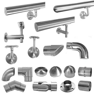 Edelstahl Geländer Handlauf Wand Träger Haltegriff Ø42,4 x 2 mm Einzelteile V2A, Ausführung:160 cm V2A Rohr 42.4x2mm