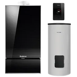Gasbrennwertgerät GB182i, 24kW, Buderus, mit Warmwasserspeicher SU160, 160l, Erdgas E, TC100, schwarz