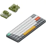 nuphy Air60 V2 kabellose Mini-Tastatur mit Beleuchtung,Unterstützung QMK/VIA Kompatibel mit Windows/Mac OS/Linux für Bluetooth 5.1/2.4GHz/(USB-C)-Grey Gateron Moss Switch