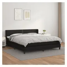 vidaXL Boxspringbett mit Matratze Schwarz 180x200 cm Kunstleder