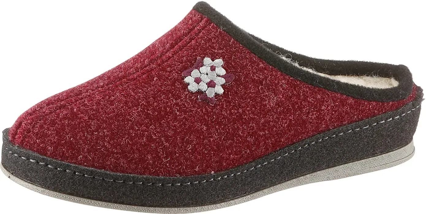 Pantoffel SCHAWOS, Damen, Gr. 37, Warmfutter, rot (bordeaux), Textil, Schuhe