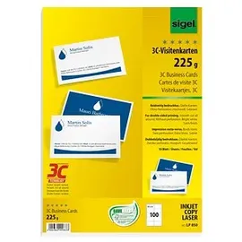 Sigel Visitenkarten LP850 satiniert weiß 225 g/qm, 100 St.