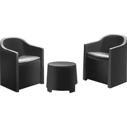 Sitzgruppe Gartenmöbel Gartensessel Gartentisch 3tlg Kunststoff Modern Gartenset Garten