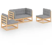vidaXL Garten-Lounge-Set 4-tlg. grau Kiefer Massivholz