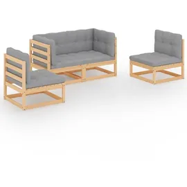 vidaXL Garten-Lounge-Set 4-tlg. grau Kiefer Massivholz