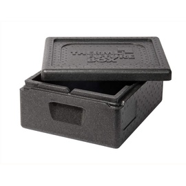 Thermo Future Box GN 1/2 Kühlbox Transportbox Warmhaltebox und Isolierbox mit Deckel, Thermobox aus EPP (expandiertes Polypropylen), schwarz, 10 Liter