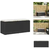 Gartenbank Mit Kissen Schwarz 110x40x44 Cm Poly Rattan - Gartenbank - Gartenbänke - Terrassenbank - Outdoor Bank