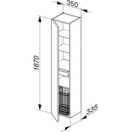 Keuco ROYAL REFLEX 1-türig, links, mit Wäschekorb, 350x1670x335mm, 34031140001, Korpus/Front: Trüffel Seidenmatt / Trüffel Glas