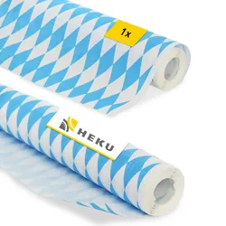 HEKU 5 Stück Papier-Tischdecke Rolle, praktische Festzeltdeko für Wiesn & Bayrische Feste - Flexibel zuschnittbar, stilvoll & umweltfreundlich