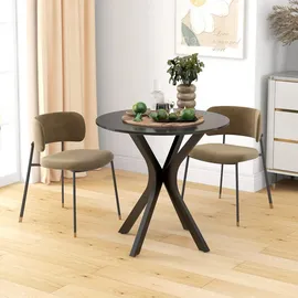 Homcom Esstisch, Runder Küchentisch, Moderner Esszimmertisch mit Spider-Stahlgestell, Bartisch für 2 Personen, 78 x 78 cm, Schwarz