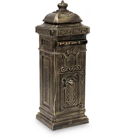 Relaxdays Standbriefkasten Antik Gold inkl. Zeitungsfach
