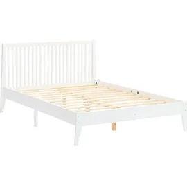 Homestyle4u Holzbett 140x200 Bettgestell Weiß Holz mit Lattenrost - Weiß